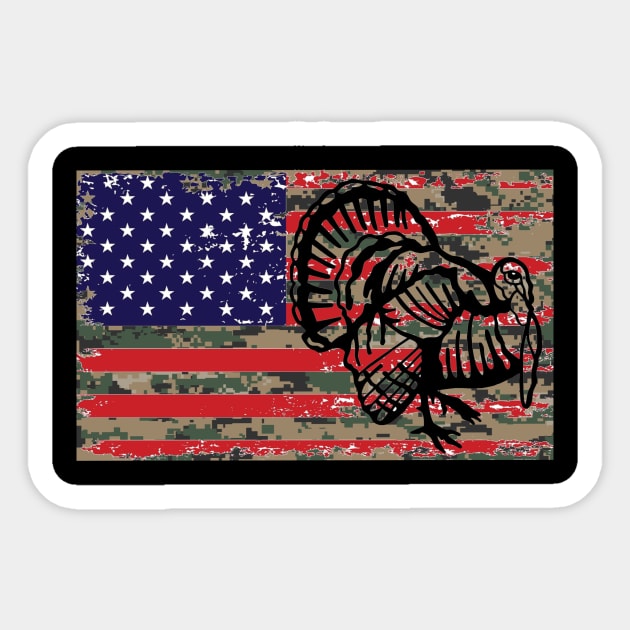 CAMO AMERICAN FLAG USA TURKEY HUNTER Sticker by Cult Classics